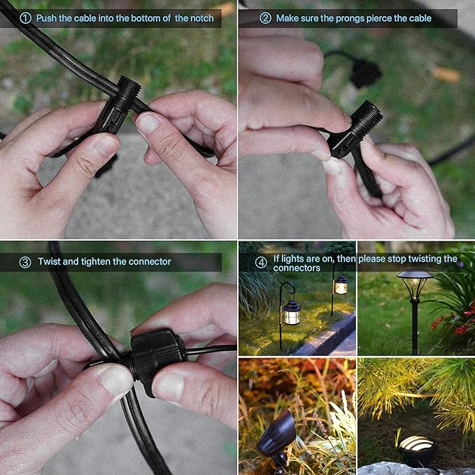 GOODSMANN Low Voltage Landscape Flood Lights 5W LED 8PK Outdoor Spotlight 2700K Warm White Replaceable LED Bulbs Outside Hardwired Lighting with Metal Stake Cable Connector Replaceable