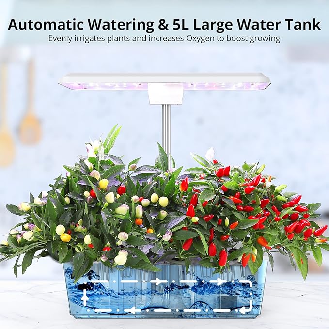 Hydroponic System Growing Indoor Garden 12 Pods 36W 100 Bulbs in 5 Colors LED Growth Light Herb Garden Kit Indoor with Quiet Pump ＆ Automatic Timer Adjustable Height Up to 23 5L Water Tank