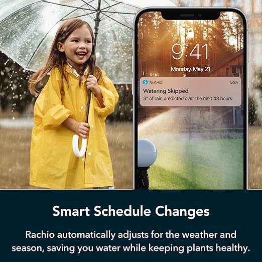 Rachio WiFi Smart Sprinkler Controller (8-Zone Irrigation Remote Control) – App-Based Scheduling Local Weather Intelligence Rain Skips Easy DIY Install