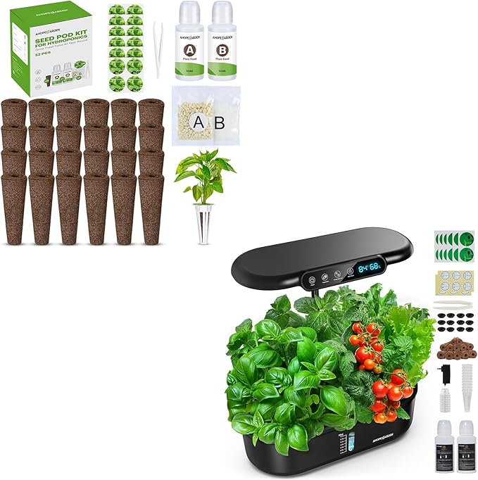 Ahopegarden Indoor Garden Hydroponics Growing System with Hydroponics Pods Kit