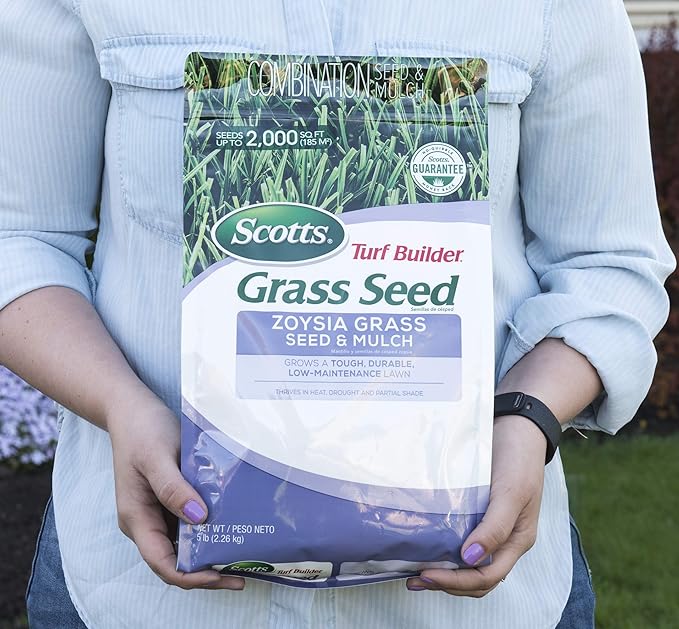 Scotts Turf Builder Zoysia Grass Seed &amp Mulch Grows a Tough Low-Maintenance Lawn 5 lbs.