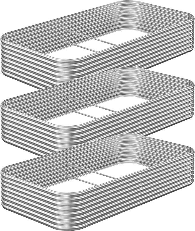 3 Pack Raised Beds for Gardening Corrugated Galvanized Steel Raised Garden Bed Outdoor Metal Above Ground Garden Bed for Vegetables and Flowers-3x2FT