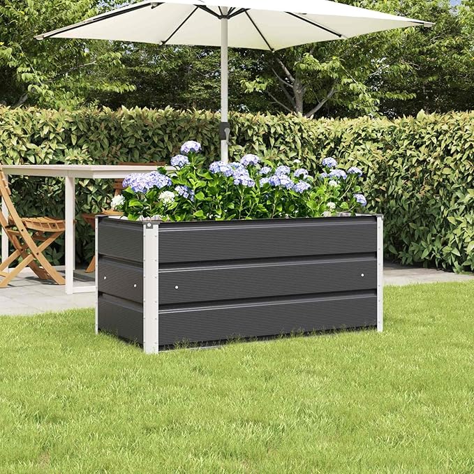 Steel Raised Garden Bed for Gardening Metal Planter Box for Vegetables Fruits Flowers 39.37 x 19.69 x 17.72 in Anthracite -547
