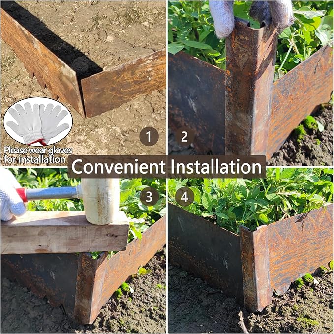 Cor-Ten Steel Raised Planter with Rust Patina Finish Pre-Rusted Cor-Ten Raised Garden Bed Kit4FT x 4FTx 14IN