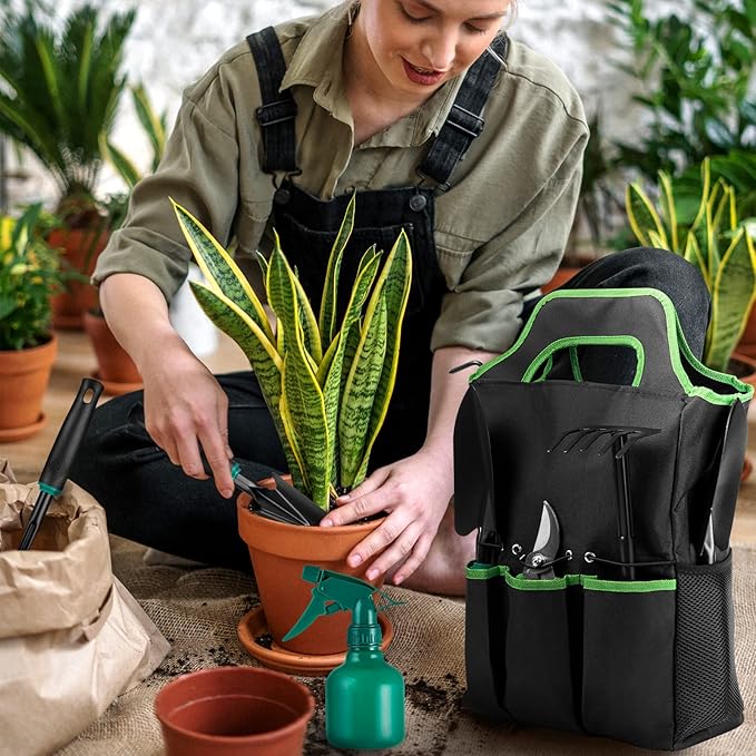 9 PCS Garden Tool Set Kids Gardening Tool Kit for Digging Planting and Pruning Gardening Hand Tools with Storage Bag Ideal Garden Gifts for Men Women and Any Gardener