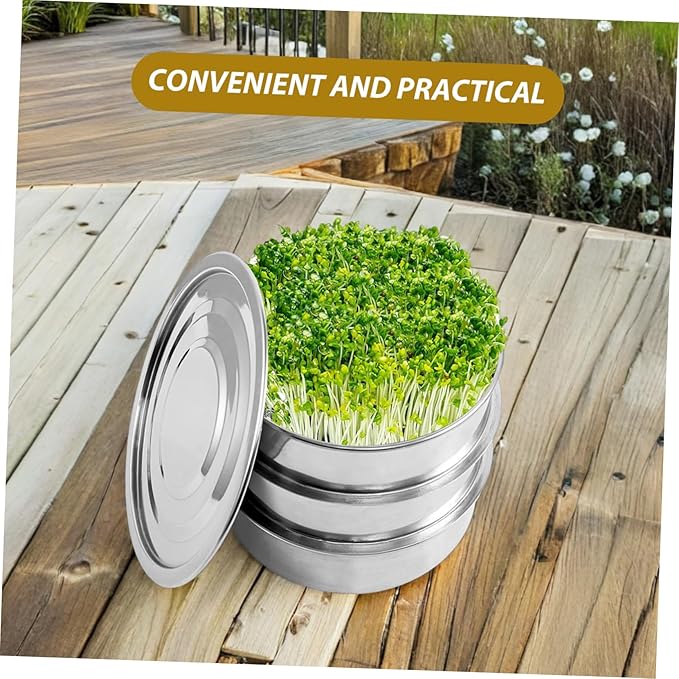 1 Set Machine Sprouting Kit for Wheat Grass Broccoli Growing Kit with Lid Stackable Growing Trays Broccoli Sprouting Kit with Lid Silver Stainless Steel
