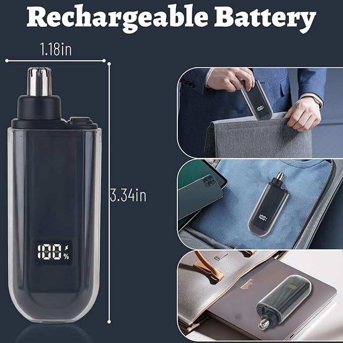 Nose and Ear Hair Trimmer for Men 2026 Nose Hair Trimmer Clipper with LED Display for Women Professional IPX7 Waterproof Dual Edge Blades Nasal Trimmer Clippers for Travel