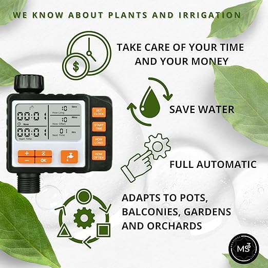Drip Irrigation System Kit with Timer Metal Mist Plastic Mist Nozzle Red Dripper 1/4 (65.6 feet) and 5/16 Tube (32.8 feet)Automatic Watering System Garden Watering System with Timer Greenhouse