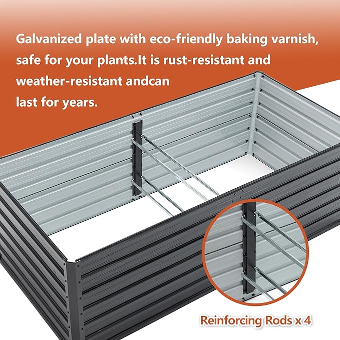 2-Pack 6x3 FT Deep Root Raised Garden Beds Complete Galvanized Steel Kit for Large Vegetable Gardens - Reinforced Metal Planter Boxes Create 36 Sq Ft of Growing Space for Flowers &amp Herbs