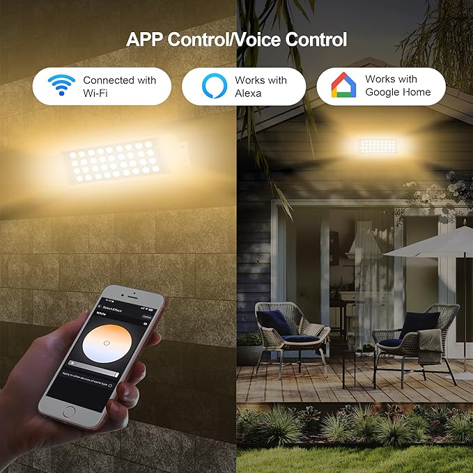 Wall Washer Light – Smart LED Landscape Spotlights with 6CCT Adjustable Color Temperature Dimmable 1%-100% Waterproof IP65 RF Remote &amp App Control Timer Function Easy Installation