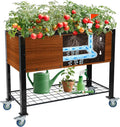 Raised Garden Bed with Legs and Wheels Self-Watering Planter Box 36x16x30 in Elevated Raised Bed with Drainage Hole Built to Withstand Sun Rain and Wind for Up to 2 Years