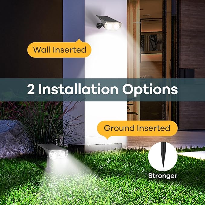 Linkind Solar Lights Outdoor Waterproof IP65 StarRay Dusk-to-Dawn Outdoor Solar Lights 3 Lighting Modes Solar Spot Lights Outdoor for Garden Yard Landscape (Daylight 4 Pack)