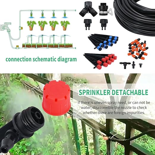 Drip Irrigation Kit 30M/100FT Garden Watering System Automatic Irrigation Kit Water Volume Adjustable Sprinkler System