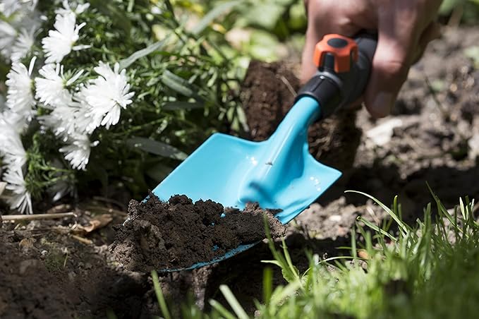 Gardena Combisystem Small Tools Set: Flower Trowel &amp Rake for Effortless Planting Including Combisystem Small Tool Handle (17354-60)