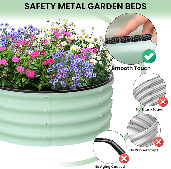 Plant Bed - Raised Garden BoxPlanter Box Garden Boxand Round Raised Garden Bed.3 * 3 * 1FT.White