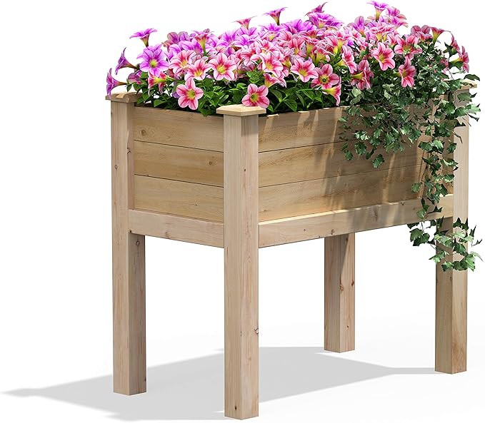 Greenes Fence Premium Cedar Elevated Garden Bed 16 W x 32 L x 31 H (3/4 Thick) - Made in USA with North American Cedar