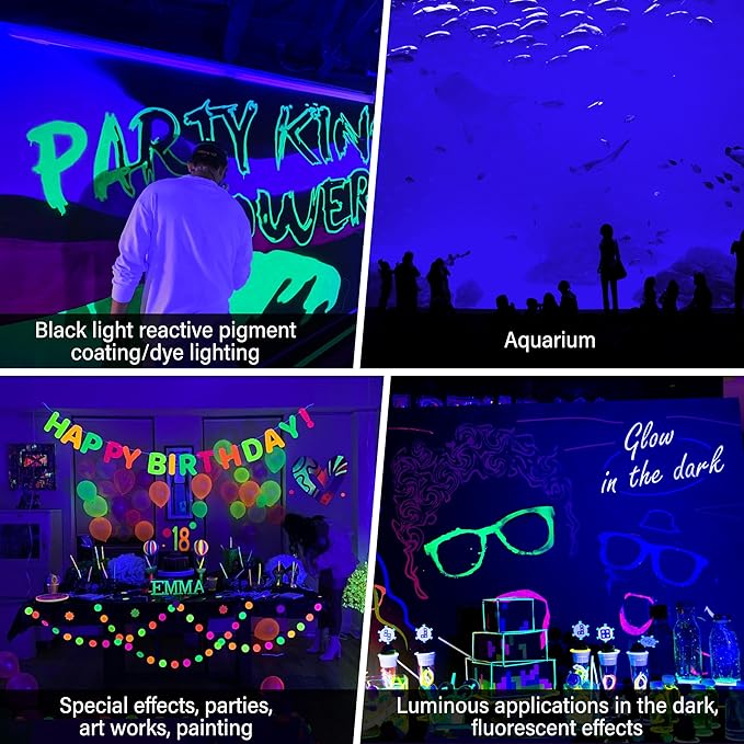 12W Black Lights for Glow PartyPurple LED Landscape Spot Lighting for Yard Garden Poster Bar Decoration2Pack