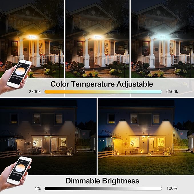 Wall Washer Light – Smart LED Landscape Spotlights with 6CCT Adjustable Color Temperature Dimmable 1%-100% Waterproof IP65 RF Remote &amp App Control Timer Function Easy Installation