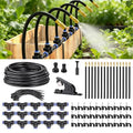 360° Adjustable Drip Irrigation System Garden Watering 5/16 Automatic Atomizing Sprinkler System with Hose Tubing Flexible Copper Nozzles Quick Connector Greenhouse Raisedbed Lawn (50ft + 15 Nozzles)