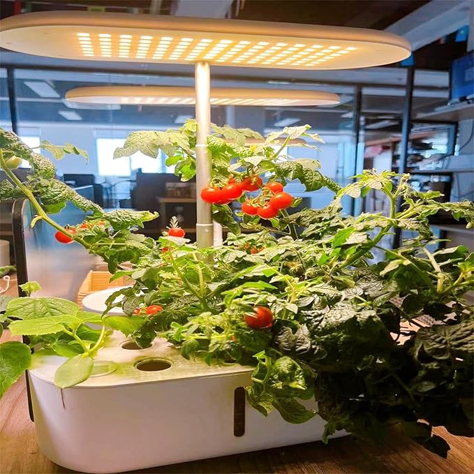 Hydroponics Growing SystemIndoor Garden Hydroponics Growing System10 Pods Smart Herb Garden Kit Indoorwith LED Grow LightPlants Germination Kit(No Seeds) with Pump System White