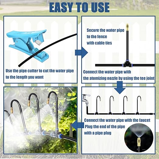 Dianrui 360° Curved Garden Automatic Irrigation System—50FT Drip Irrigation System for GardenLawn &amp Raisedbed &amp Greenhouse Watering Equipment Drip Irrigation Kit with Adjustable Copper Nozzl