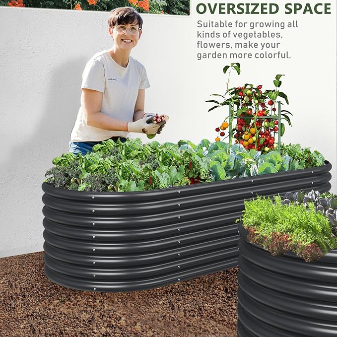 FRIZIONE 6FT(L)×3FT(W)×2FT(H) Raised Garden Bed Outdoor Raised Garden Beds for Flower Raised Planter Box Outdoor for Herb Vegetable-Gray