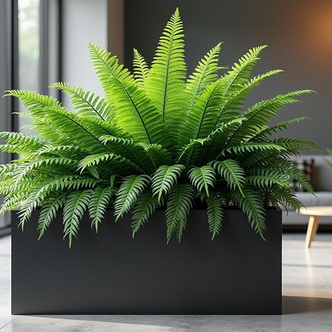 Worth Metal Planter Box with Insert Plate &amp Drain Holes Indoor or Outdoor Use No Assembly Required 30 x 11 x 13 14.3 Gallons Matte Black