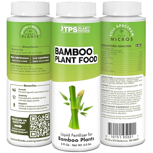 Bamboo Plant Food – Liquid Plant Food for New Shoot Growth Rich Green Leaves &amp Strong Root Development 32 oz