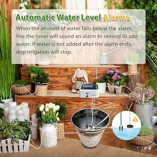 PChero Automatic Drip Irrigation System Kit Indoor Plant Self Watering System Devices for 15 Potted Plants USB Charging Plant Waterer Indoor with Timer Buzzer and Water Sensor for Vacation