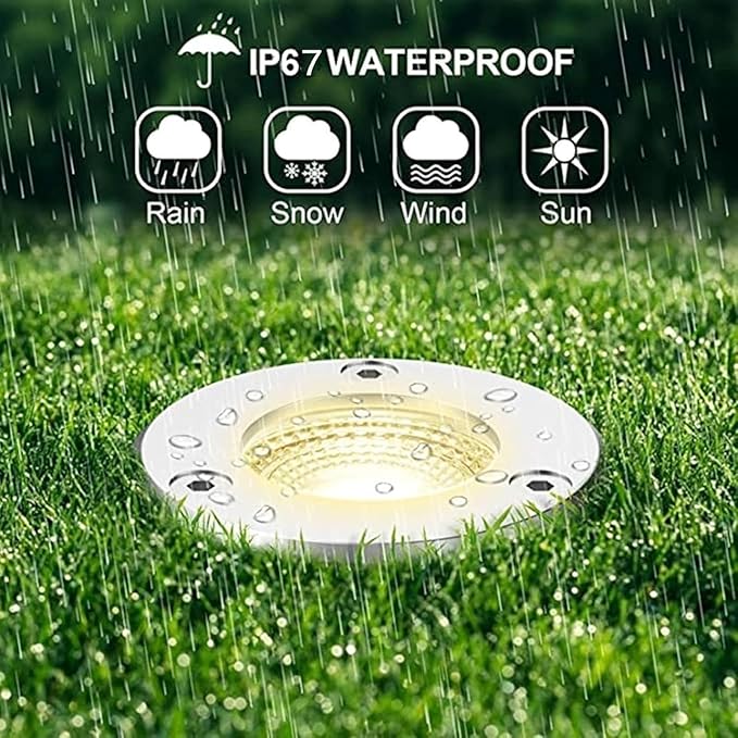 4PCS 3W Ground LED Landscape Lights - 12V Low Outdoor Buried Lights IP67 Waterproof COB Recessed LED Spot Lamp for Patios Lawns Driveways DeckRgb-3W