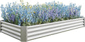 8x4x1ft Raised Garden Bed Outdoor Galvanized Raised Garden Beds Metal Raised Beds for Gardening Vegetables Fruits and Flowers Easy Assembly 202 Gallon Capacity - Silver