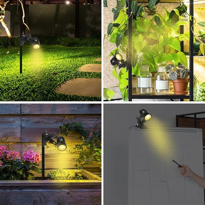 TAYSING Outdoor Spotlight Landscape Spot Lights Plug in LED Spotlights with Clip Yard Lights for Lawn Yard Garden Ground Indoor Exterior