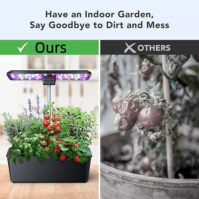 GarveeLife Hydroponics Growing System - 12 Pods 30 in Height 30W 120 LED Grow Light Silent Pump Automatic Timer 3.5 in HD Screen Smart Controls