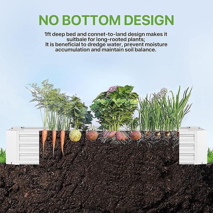 FRIZIONE Galvanized Raised Garden Bed OutdoorAbove Ground Garden Bed for VegetableMetal Raised Beds for FlowerSteel Raised Beds for Gardening