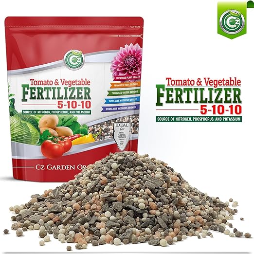 5-10-10 Tomato &amp Vegetable Fertilizer - Made in USA - NPK + Micronutrients Plant Food for Flower Gardens - (Cz Garden Organics All Purpose Fertilizer 8LB)