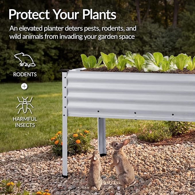 Best Choice Products 48x24x30in Galvanized Raised Garden Bed Metal Elevated Planter Box Vegetable Garden for Backyard Patio Balcony - Moonlight Gray