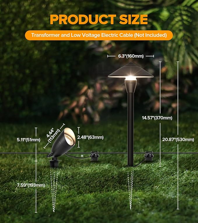 LUTEC 12V Low Voltage Landscape Lighting Die-cast Aluminum Spot Lights with Connectors Low Voltage Pathway Lights with Spotlights Waterproof for Tree Garden Yard Pathway 12 Pack