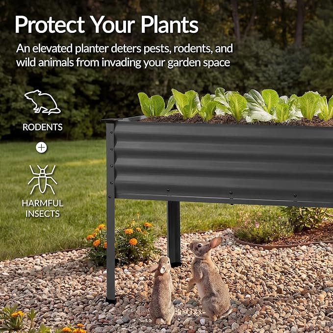 Best Choice Products 48x24x30in Galvanized Raised Garden Bed Metal Elevated Planter Box Vegetable Garden for Backyard Patio Balcony - Charcoal