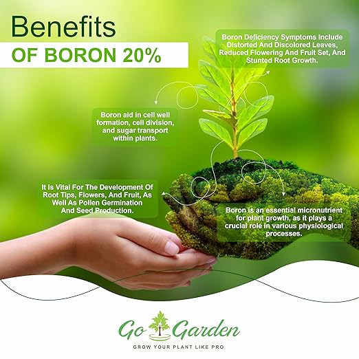 Go Garden Boron 20% Micronutrient Fertilizer - Boosts Vegetable Growth 250g Powder Fertilizer for Plants