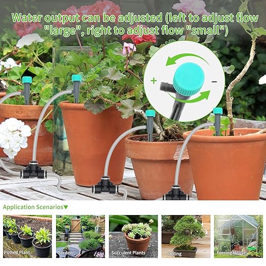 Automatic Plant Waterer Indoor Indoor Plant Watering Devices with 2 self-Priming Pump Automatic drip Irrigation kit with 20 Adjustable droppers self Watering System programmable Timer