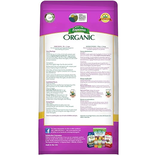 Espoma Organic Flower-Tone 3-4-5 Natural &amp Organic Plant Food 4 lb. Bag Organic Fertilizer for Flowers Annuals Perennials &amp Hanging Baskets. Blossom Booster -Pack of 3