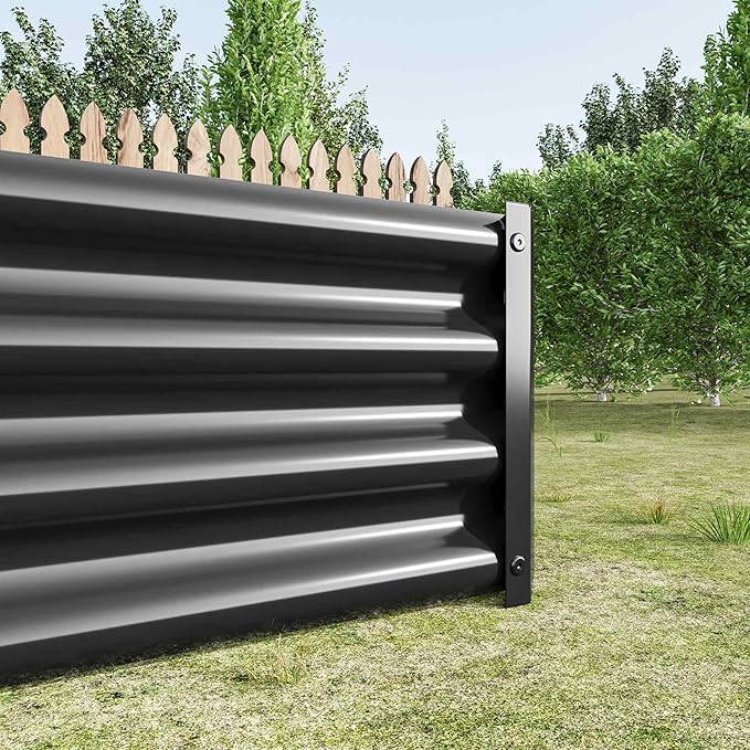 Raised Garden Beds Outdoor Rectangle Galvanized Metal Planter Box with Kit Above Ground Garden Bed for Vegetables Herbs Flowers and Plants (Black 6×3×1)