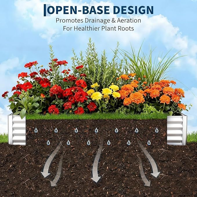 Galvanized Raised Garden Beds 2 Pack 6x1.5x1 ft Outdoor Metal Planter Boxes for Vegetables Flowers and Herbs