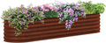 8' x 2' x 1.4' Galvanized Raised Garden Bed Kit Outdoor Metal Elevated Planter Box with Safety Edging Easy DIY Stock Tank for Growing Flowers Herbs Vegetables Brown
