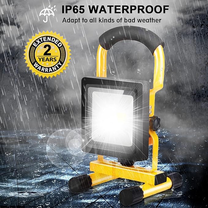 LED Rechargeable Work Floodlight10W /20W USB Battery Light Super Bright 2000LM Waterproof Outdoor Stand Lamp for Car Garage Camping(10W)