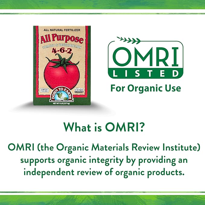 Down To Earth All Natural Fertilizers Organic All Purpose Tomato &amp Vegetable Mix - Plant Food for Tomatoes Peppers Herbs and Flowers 4-6-2 25 lb