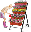 Homdox 3.74FT Vertical Garden Bed 5 Tiers Raised Garden Planter 23 * 26 * 45Inch Outdoor Stand with 4 Hooks for Vegetable Flower Patio Yard Brown
