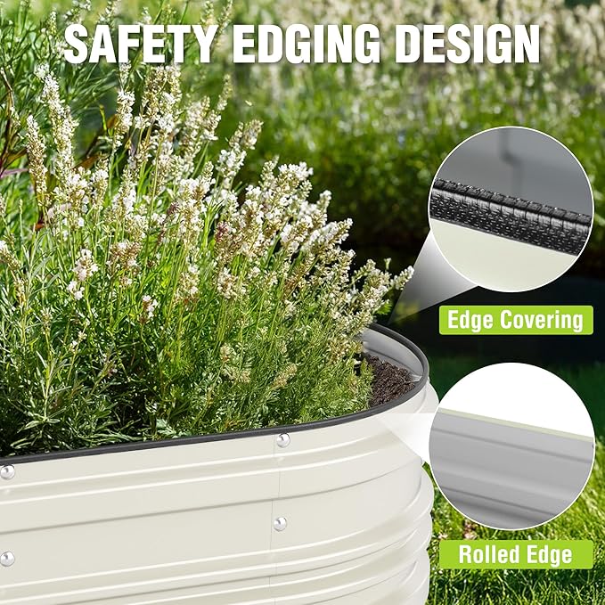 WORKPRO 2PK 4x2x1ft Outdoor Galvanized Raised Garden Bed Kit Rust &amp Corrosion Protection Easy Assembly Safe Edge Ideal for Vegetables &amp Flowers White