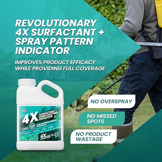 1 Gallon 4X Spray Pattern Indicator Dye + Surfactant Makes 128 Gallons of Wetting Agent for Lawn &amp Turf Mark - Effective Spray Indicator Liquid Blue Dye for Marking Turf Easy to Mix &amp Apply