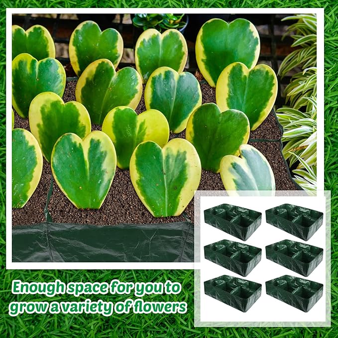 Gerrii 6 Pack 35 Gallon Fabric Raised Garden Beds Rectangle Garden Planting Bed with 6 Divided Grids Drainage Holes 4 Pcs Warehouse Gloves for Vegetables Flowers Tomatoes Herb(Polypropylene Cotton)